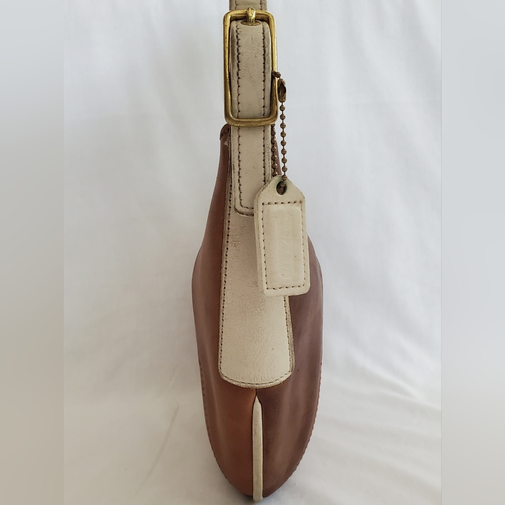Vintage COACH COLOR-BLOCKED 💯 LEATHER Shoulder Bag Handbag Unique Classic Luxury - Picture 2 of 13